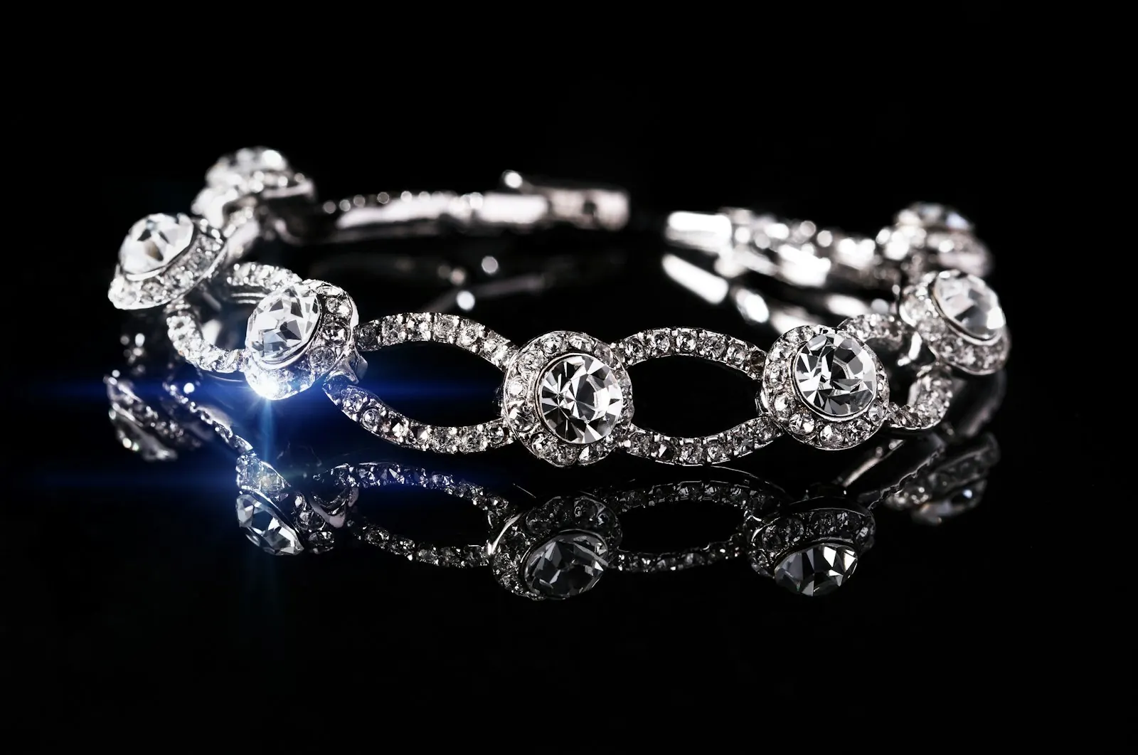 Diamond bracelet on black velvet